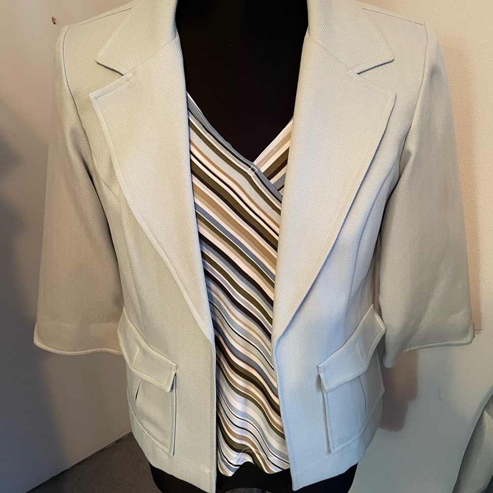 Pale blue blazer and tank